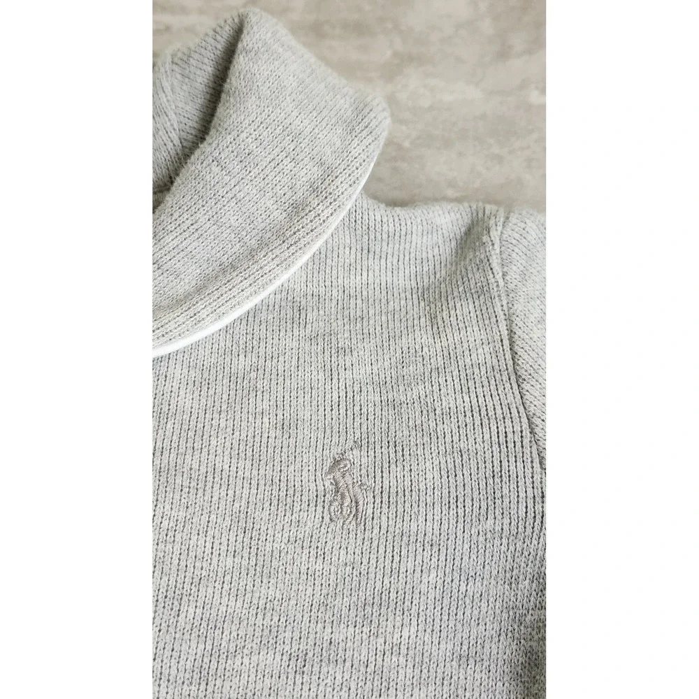 Ralph Lauren One Piece Baby 9M Gray Pony Logo Ribbed Snap Jumpsuit Classic